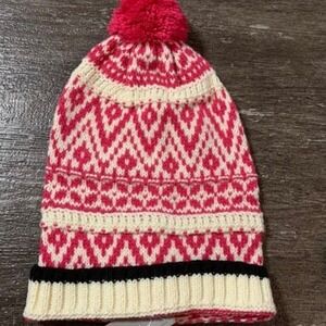 Renee's‎ NYC Beanie Pink Navy Cream Ski Hat Winter Preppy